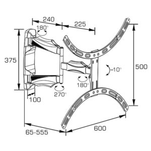 Double Arm Curved Wall Mount full-motion